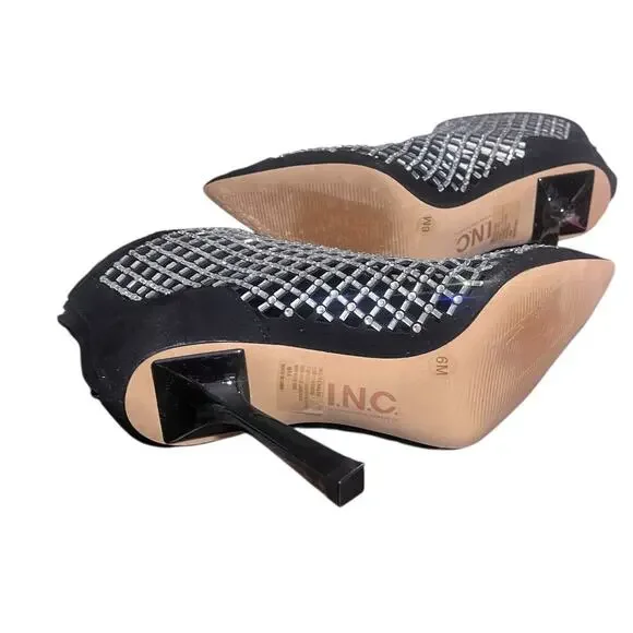 INC INTERNATIONAL CONCEPTS Women's Senalda Booties Black Sequins Sz 6